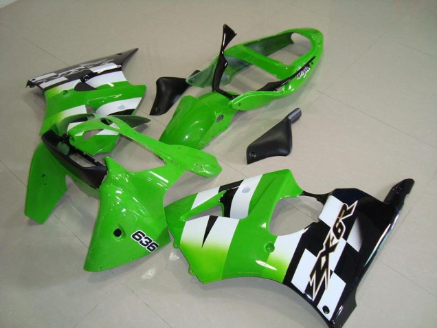 Großhandel Kawasaki ZX6R Motorrad Verkleidung 2000-2002 - Grun Weiss Schwarz 636