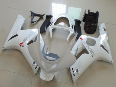 Großhandel Kawasaki ZX6R Motorrad Verkleidung 2003-2004 - Weiss mit Silber Aufkleber