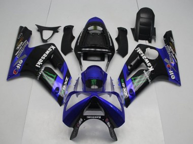 Großhandel Kawasaki ZX6R Motorrad Verkleidung 2003-2004 - Glanzendes Schwarz Blau Grun Monster