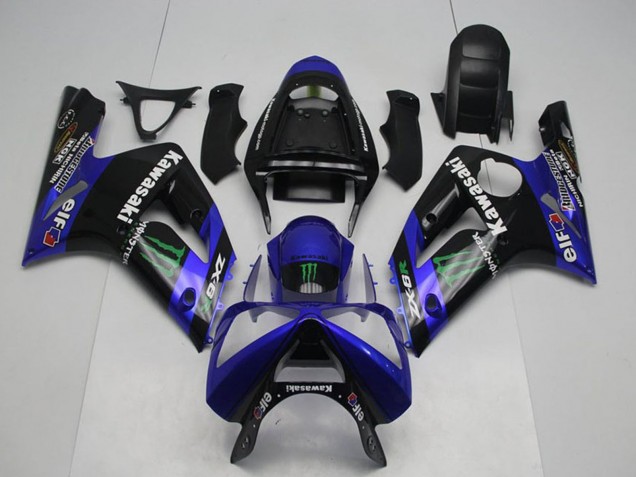 Großhandel Kawasaki ZX6R Motorrad Verkleidung 2003-2004 - Glanzendes Schwarz Blau Grun Monster