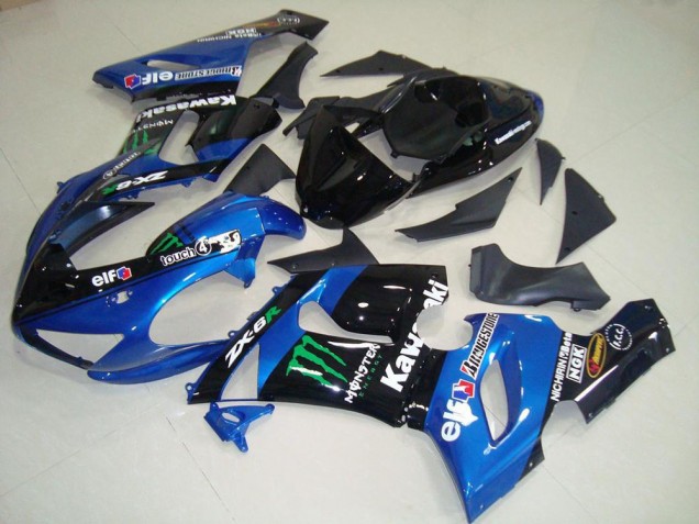 Großhandel Kawasaki ZX6R Motorrad Verkleidung 2005-2006 - Blau Glanzendes Schwarz Grun Monster