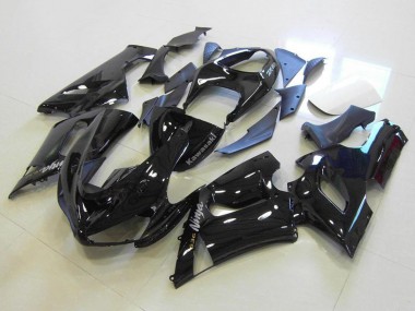 Großhandel Kawasaki ZX6R Motorrad Verkleidung 2005-2006 - Glanzendes Schwarz Silber Aufkleber