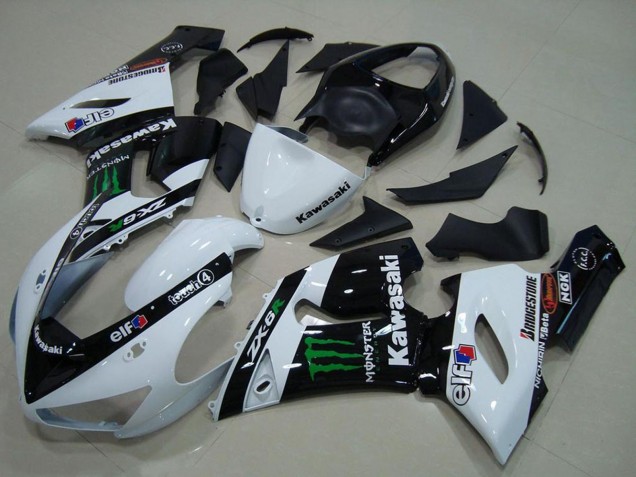 Großhandel Kawasaki ZX6R Motorrad Verkleidung 2005-2006 - Weiss Glanzendes Schwarz Grun Monster