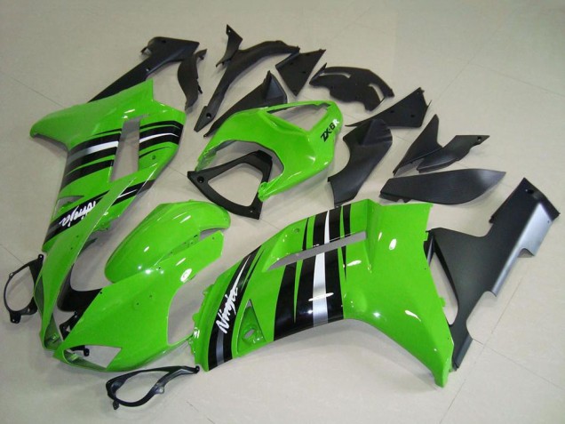 Großhandel Kawasaki ZX6R Motorrad Verkleidung 2007-2008 - Grun und Silber Streifen