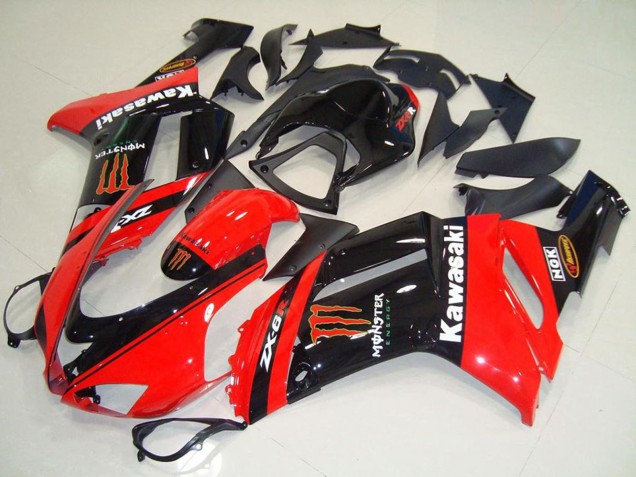 Großhandel Kawasaki ZX6R Motorrad Verkleidung 2007-2008 - Monster In Rot