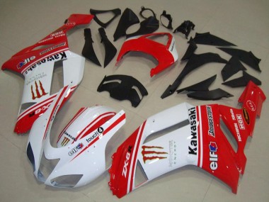 Großhandel Kawasaki ZX6R Motorrad Verkleidung 2007-2008 - Rot und Weiss