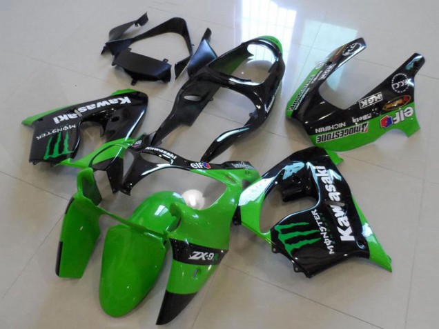 Großhandel Kawasaki ZX9R Motorrad Verkleidung 2000-2001 - Glanzendes Schwarz Grun Monster
