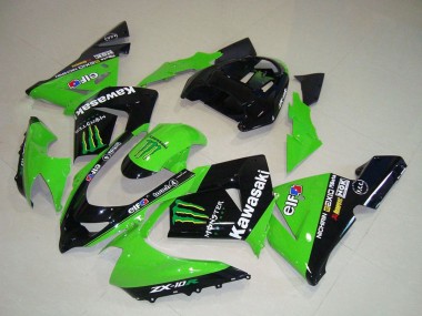 Großhandel Kawasaki ZX10R Motorrad Verkleidung 2004-2005 - Grun Schwarz Monster Elf