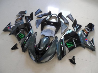 Großhandel Kawasaki ZX10R Motorrad Verkleidung 2006-2007 - Glanzendes Schwarz Matt Schwarz Grun Elf Touch4 Monster Energy