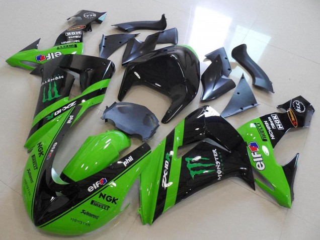 Großhandel Kawasaki ZX10R Motorrad Verkleidung 2006-2007 - Grun Glanzendes Schwarz Monster Rennen