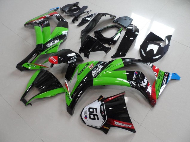 Großhandel Kawasaki ZX10R Motorrad Verkleidung 2011-2015 - Grun Rot Glanzendes Schwarz KIPS Motocard Elf 66