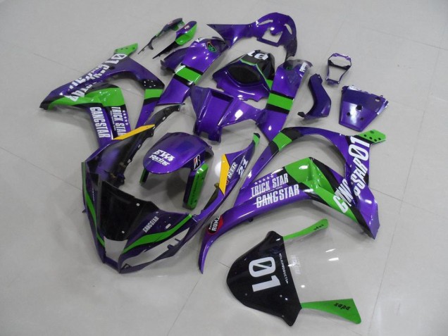 Großhandel Kawasaki ZX10R Motorrad Verkleidung 2011-2015 - Lila Grun Schwarz Weiss Trick Star GangStern EVA Rennen 01