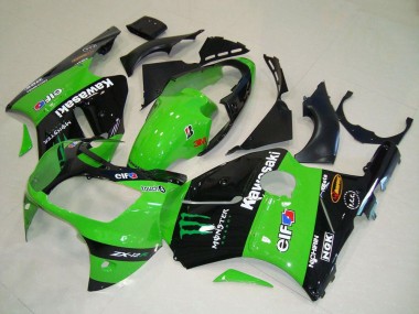 Großhandel Kawasaki ZX12R Motorrad Verkleidung 2000-2001 - Grun Glanzendes Schwarz Elf Touch4 Monster