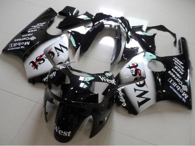 Großhandel Kawasaki ZX12R Motorrad Verkleidung 2000-2001 - Glanzendes Schwarz Weiss West