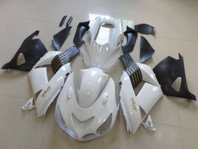 Großhandel Kawasaki ZX14R ZZR1400 Motorrad Verkleidung 2006-2011 - Weiss Matt Schwarz Gold Ninja