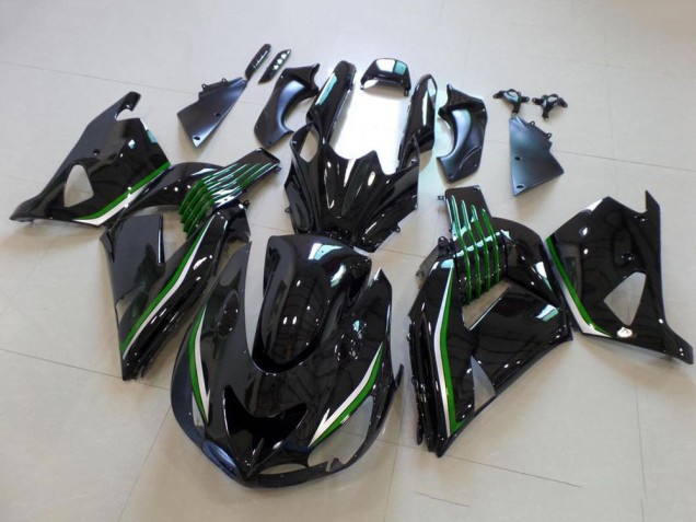 Großhandel Kawasaki ZX14R ZZR1400 Motorrad Verkleidung 2006-2011 - Glanzendes Schwarz Grun Linie