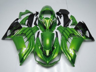 Großhandel Kawasaki ZX14R ZZR1400 Motorrad Verkleidung 2012-2024 - Grun Glanzendes Schwarz Flamme Weiss Ninja