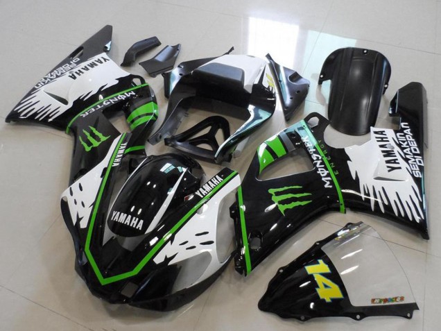 Großhandel Yamaha YZF R1 Motorrad Verkleidung 2000-2001 - Glanzendes Schwarz Weiss Grun Monster