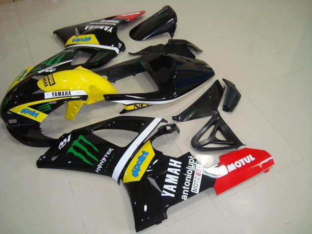 Großhandel Yamaha YZF R1 Motorrad Verkleidung 2000-2001 - Glanzendes Schwarz Gelb Weiss Rot Monster Motul