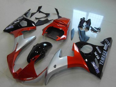 Großhandel Yamaha YZF R6 Motorrad Verkleidung 2003-2004 - Rot Silber Glanzendes Schwarz