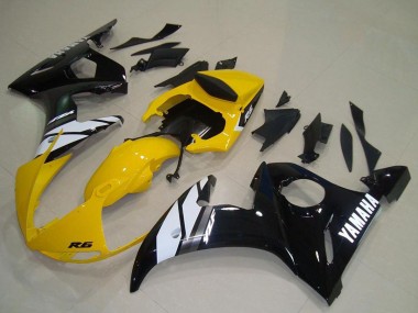 Großhandel Yamaha YZF R6 Motorrad Verkleidung 2003-2004 - Gelb Weiss Glanzendes Schwarz
