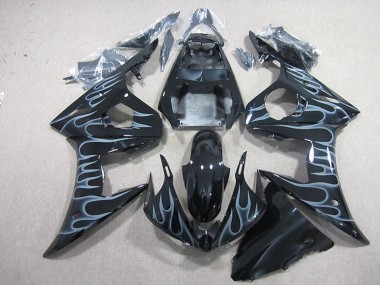 Großhandel Yamaha YZF R6 Motorrad Verkleidung 2003-2004 - Glanzendes Schwarz Silber Flamme