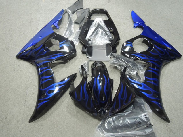 Großhandel Yamaha YZF R6 Motorrad Verkleidung 2003-2004 - Glanzendes Schwarz Blau Flamme