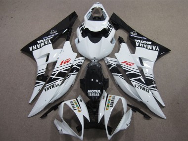 Großhandel Yamaha YZF R6 Motorrad Verkleidung 2006-2007 - Weiss Glanzendes Schwarz Motul