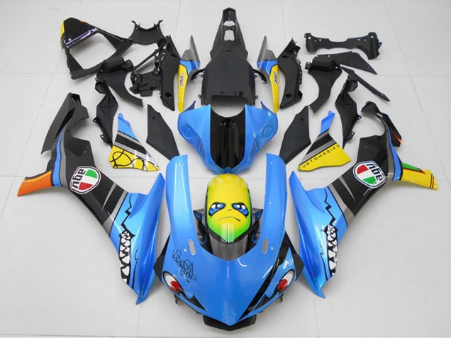 Großhandel Yamaha YZF R1 Motorrad Verkleidung Kit 2015-2019 - Blau Gelb Hai