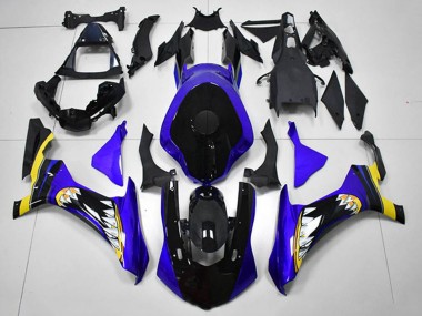 Großhandel Yamaha YZF R1 Motorrad Verkleidung 2015-2019 - Blau Gelb Glanzendes Schwarz Hai