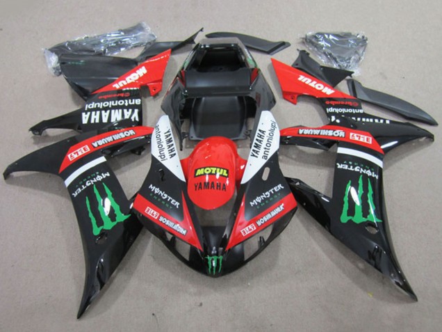 Großhandel Yamaha YZF R1 Motorrad Verkleidung 2002-2003 - Rot Glanzendes Schwarz Weiss Grun Motul Monster