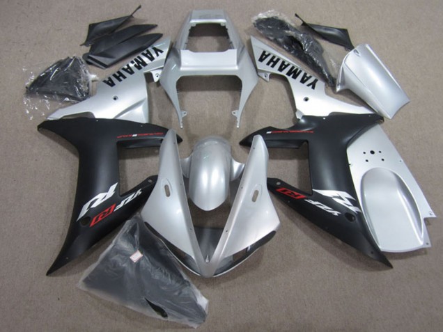 Großhandel Yamaha YZF R1 Motorrad Verkleidung Kit 2002-2003 - Silber Matt Schwarz