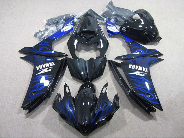 Großhandel Yamaha YZF R1 Motorrad Verkleidung 2007-2008 - Glanzendes Schwarz Blau Flamme