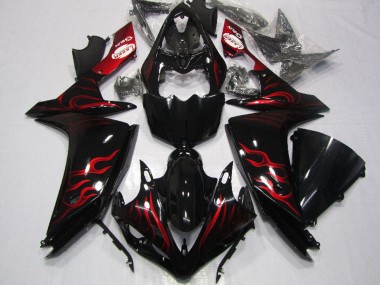 Großhandel Yamaha YZF R1 Motorrad Verkleidung 2007-2008 - Glanzendes Schwarz Rot Flamme