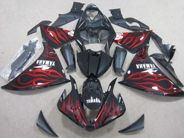 Großhandel Yamaha YZF R1 Motorrad Verkleidung 2012-2014 - Glanzendes Schwarz Rot Flamme