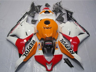 Großhandel Honda CBR600RR Motorrad Verkleidungen Kit 2009-2012 - Orange Weiss Rot Glanzendes Schwarz Repsol