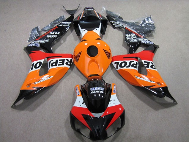 Großhandel Honda CBR1000RR Motorrad Verkleidungen Kit 2006-2007 - Orange Weiss Rot Glanzendes Schwarz Repsol