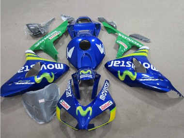 Großhandel Honda CBR1000RR Motorrad Verkleidung 2006-2007 - Blau Grun Gelb MoviStar Castrol
