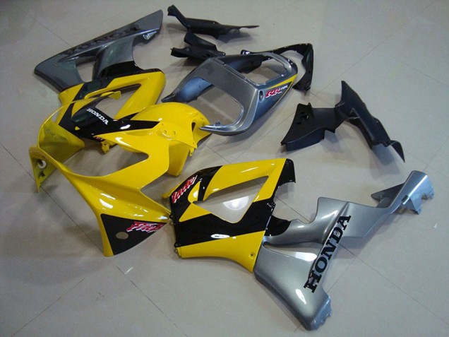 Großhandel Honda CBR900RR 929 Motorrad Verkleidung 2000-2001 - Gelb Silber Glanzendes Schwarz