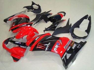 Großhandel Kawasaki ZX250R Motorrad Verkleidung 2008-2012 - Rot Glanzendes Schwarz Elf Touch4 Monster
