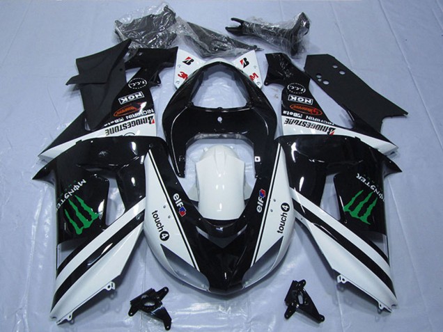 Großhandel Kawasaki ZX6R Motorrad Verkleidung 2007-2008 - Schwarz Weiss Monster Touch4
