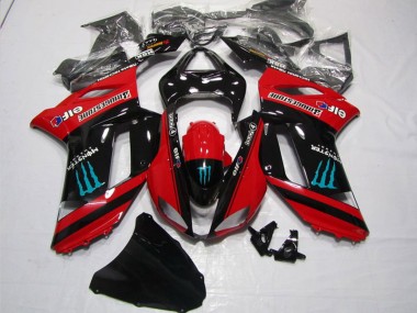 Großhandel Kawasaki ZX6R Motorrad Verkleidung 2007-2008 - Rot Schwarz Monster