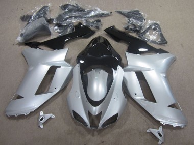 Großhandel Kawasaki ZX6R Motorrad Verkleidung 2007-2008 - Silber Schwarz