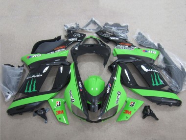 Großhandel Kawasaki ZX6R Motorrad Verkleidung 2007-2008 - Grun Schwarz 3M Monster