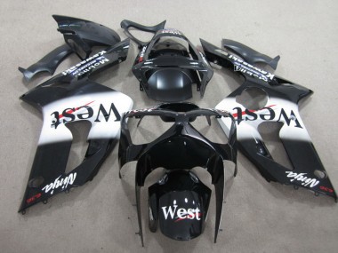 Großhandel Kawasaki ZX6R Motorrad Verkleidung 2003-2004 - Glanzendes Schwarz Weiss West