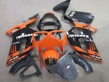 Großhandel Kawasaki ZX6R Motorrad Verkleidung 2003-2004 - Orange Schwarz Monster