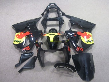 Großhandel Kawasaki ZX6R Motorrad Verkleidung 2000-2002 - Glanzendes Schwarz Gelb Red Bull