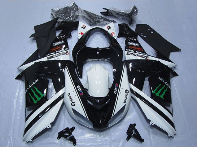 Großhandel Kawasaki ZX10R Motorrad Verkleidung 2006-2007 - Weiss Glanzendes Schwarz Grun Elf Touch4 Monster