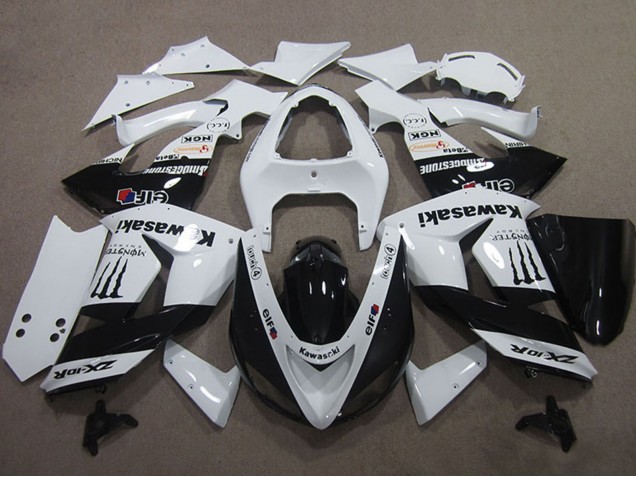 Großhandel Kawasaki ZX10R Motorrad Verkleidung 2006-2007 - Weiss Glanzendes Schwarz Elf Touch4 Monster Energy