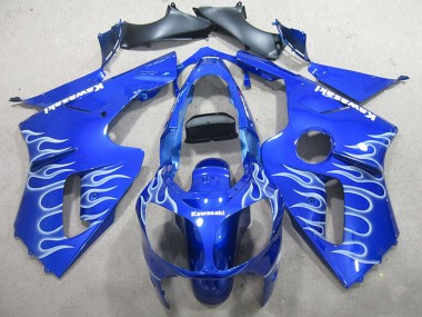 Großhandel Kawasaki ZX12R Motorrad Verkleidung 2000-2001 - Blau Weiss Flamme